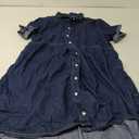 GRAPENT Denim Dress for Women Babydoll Tiered Short Sleeve Button Down Jean Shirt Dresses (Large, Twilight Blue)
