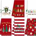 6 Pcs Christmas Kitchen Towels Red Green White Xmas Dish Towels 15.8 x 23.6 Inch Decorative Star Stripe Christmas Tree Hand Towel Farmhouse Tea Towel Kitchen Decor for Winter Housewarming Gift