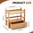 Chunful 2 Tier Matcha Station Bamboo Organizer with Hidden Drawer, Wood Home Coffee Station Organizer for Kitchen Countertops, Coffee Bars, Kitchen & Office Storage(13 L x 6.5 W x 12.6 H)(Natural)