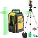 PREXISO 360 Laser Level with Tripod, 100Ft Self Leveling Cross Line Laser- Green Horizontal Line for Construction, Floor Tile, Renovation with Target Plate, Green Glasses, Carry Bag, 4 AA Batteries