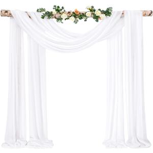 Wedding Arch Draping Fabric,1 Panel 28"x20ft White Wedding Arch Drapes for Ceremony Chiffon Fabric Drapes Arbor Drapery Wedding Arch Decorations for Reception Sheer Backdrop Curtains for Party Swag