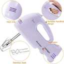 Handmixer Electric Handheld - 7 Speed Portable Kitchen Mixer Electric with 5 Stainless Steel Accessories Whisk, Food Beater for Whipping Mixing Cookies Cakes Eggs, Purple