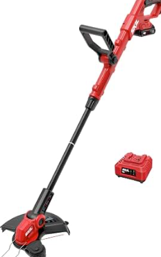 Saker 24V Cordless Weed Wacker, Electric Grass Trimmer Weed Eater with 2 Batteries, 3-in-1 Lightweight Brush Cutter/Lawn Mower/Edger with Wheels & 3 Types of Blades for Lawn, Garden & Yard Care(Black) 