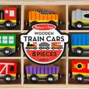 Melissa & Doug Wooden Train Cars, 8-Piece Magnetic Train Set with Toy Storage Tray, Steam Engine, Caboose, Coal & Passenger Cars, Montessori-Inspired Pretend Play Toys for Kids Ages 3+