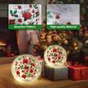 Set of 2 Christmas Lighted Decorative Glass Ball 5.9'' 4.7'' Red Poinsettia Flower Crackle LED Lights for Tabletop Decoration Globe Lamp Battery Operated for Holiday Indoor Party Table Gift
