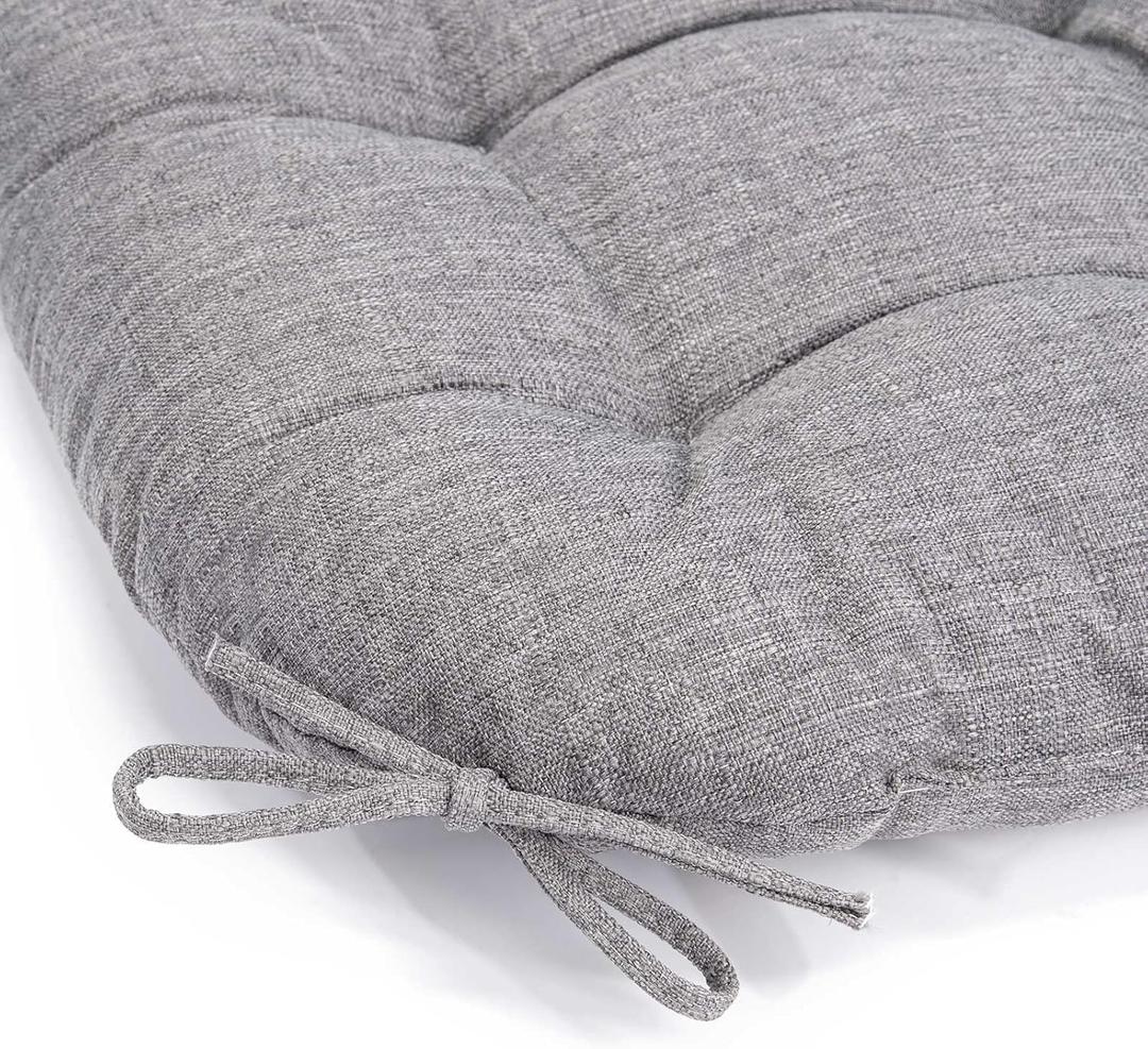 Chair Cushions for Dining Chairs, 2 Pack Soft and Comfortable Chair Cushions Pads with Ties, Seat Cushions for Kitchen Chairs, Dining Room (2 Pack 17x16, Light Gray)