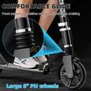 Scooters for Kids 8-12, Teens & Adults - Load 240 LBS, 8-Inch Wheels, Kick Scooter with Shock Absorption System, Hand Brake & Bell, 4 Adjustable Height Levels, Perfect for School, Commuting or Park