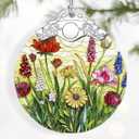 4 x Wildflower Ornament Christmas Decoration & Christmas Ornament; Stained Glass Holiday Decoration (Holiday Present, Bauble Present, Gift Idea, Gift Exchange) | Heirloom Keepsakes