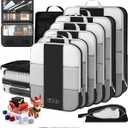 10 Set Compression Packing Cubes for Travel Essentials,Compressible Expandable Packing Cubes for Suitcase,OlarHike Luggage Organizer Bags for Travel,Handy Helper for Organizing Clothes(Black)