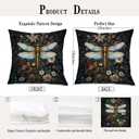 Vintage Moody Floral Dragonfly Pillow Covers 18x18, Dark Cottagecore Room Decor, William Morris Flower Botanical Dragonfly Decorative Pillow Covers for Home Bedroom Living Room