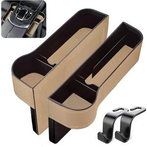 Car Seat Gap Filler Organizer, Multifunctional Car Seat Organizer, Car Seat Organizer, Car Accessories with Car Seat Storage Organizer (Beige)