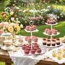 EI 10Pack White Cake Stand Serving Trays for Party,Dessert Table Display Set,3 Tier Cupcake Stands Appetizer Trays for Birthday Wedding Anniversary