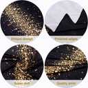 Decor365 Fabric Champagne Gold Tablecloth - 9ft x 5ft (274cm x 150cm) - Black Gold Party Decoration - Graduation, Birthday, Anniversary, Promotion, New Year Eve NYE - Machine Washable - Reusable