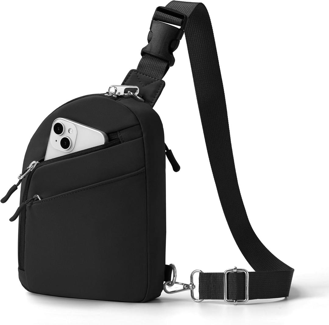 TOPEAST Anti Theft Crossbody Bags for Women Men, Small Sling Crossbody Bag Travel Purse Shoulder Wallet with RFID Blocking (1-black)