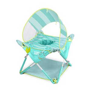 Bright Starts Pop 'N Jump Portable Baby Activity Center, Indoor/Outdoor Use, Lightweight, Carrying Bag, Canopy, 6-12 Months - Sky Stripes Blue