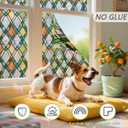 Lattice Stained Glass Window Film Static Cling with Tools - 35.4 x 78.7 Inch Non-Adhesive Privacy Decorative Rainbow Film for Windows, Doors, Sidelights - Easy Install & Remove