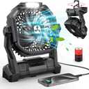 ONLYNEW Portable Fan Rechargeable, 20000mAh Cordless Battery Powered Fan with LED Lantern, USB C Battery Operated for Travel Bedroom Home Camping Tent Office Beach Desk Fishing Table (Black)