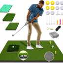 Upgrade Multi-Function Golf Hitting Mat  MyVoice 5x4ft Thickened Mat with Interchangeable Turf, Durable Non-Slip Base for Indoor & Outdoor Practice, Ideal for Golfers of All Levels