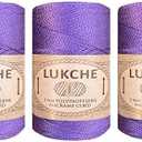 Polyester Macrame Cord 2mm x 251 Yards, 100% Polypropylene Premium Rope, Colorful Yarn Crochet Bag Craft for Wall Hangers, Bags, Bottom Plates, Carpets (Violet, 3 Skein)