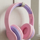 Kids Headphones for School, Over-Ear for Boys Girls | Volume Limiter 85/94dB, HD Stereo Sound, Microphone and Wired Control,Foldable Design, Pink/Purple