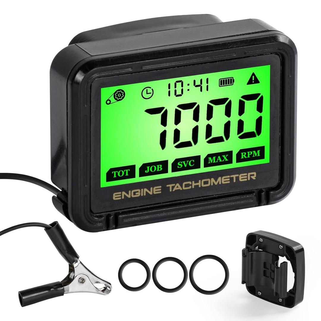 Small Engine Tachometer, Tachometer for Small Engines,Digital Tachometer, Motorcycle, Chainsaw, Lawn Mower, Snowmobile, Kart, Marine, ATV, Boat - RPM Meter and Hour Gauge