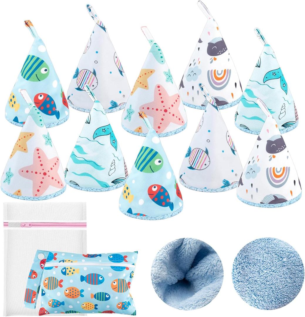 10 Pcs Coral Velvet Peepeeteepe Baby Boy with Storage Bag & Laundry Bag, Strong Water Absorption Pee Peep Teepee for Baby Boy, Reusable Pee Covers for New Parents Gift