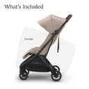 UPPAbaby Minu V3 Travel Stroller - Lightweight + Compact Design - One-Hand Fold + Unfold - from Birth + Overhead Compatible - Ada (Sandstone/Carbon Frame/Chestnut Leather)