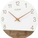 La Crosse Clock 404-3630B 12 inch Ivory Sierra Wood Quartz Analog Wall Clock