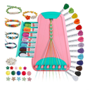 Arts and Crafts for Kids Ages 8-12,Friendship Bracelet Making Kit for Girl,Kids Jewelry Making Kit with 28 Pre-Cut Threads,Christmas Birthday Gifts for Ages 6 7 8 9 10 11 12 Year Old Pink/Cyan