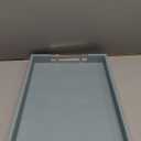 Modern Elegant 18"x12" Rectangle Baby Light Blue Glossy Shagreen Faux Leather Decorative Tray Ottoman Coffee Table Perfume Living Room Kitchen Serving Tray with Silver Metal Handles by Home Redefined