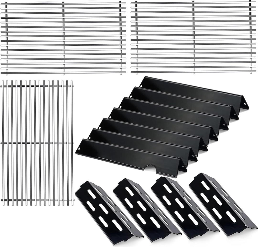 Grill Flavorizer Bars Heat Deflectors Replacement with Cooking Grates for Weber Genesis II E-410 E-415 E-435 LX E-440 Series, Replacement Parts for Weber 66089, 66097, 66041, 66033, 66796