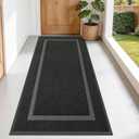OLANLY Front Door Mat Indoor Outdoor Entrance, Waterproof All-Season, All-Weather Doormat, Sturdy Natural Rubber, Fade Resistant, Low Profile, Easy Clean Patio Porch Entryway Mat, 71x34, Black
