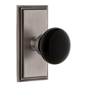 Grandeur Hardware 852458 Carre' Plate with Coventry Knob Passage, Backset Size: 2.75", Antique Pewter