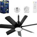 NWOP 28 Inch Socket Fan Light with Remote Control, Screw in E26/E27 Ceiling Fan with LED Light, 3000-6000K Adjustable Color Temp, 6 Speeds, Timer, for Bedroom Kitchen Living Room Garage, Black, Medium