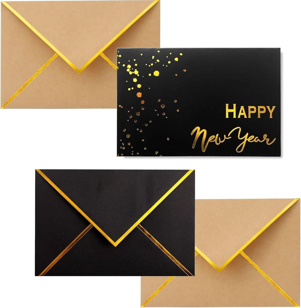 Winoo Design Heavy Duty Cards Boxed with Envelopes - 20 PK - 4x6 Inches Assorted Cards with Envelopes Bulk Greeting Cards Luxury (New Year)