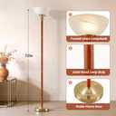 EJIAXIN Wood Floor Lamp for Living Room - Gold Standing Lamp with Glass Shade Torchiere Floor Lamps for Bedroom - Mid Century Modern Corner Tall Lamps for Home Office Nursery Industrial Reading Light
