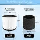 CERO 90304 Replacement Filter for Shop Vac 90304, 90350, 90333, 90585, 5 Gallon and Above Wet/Dry Vacuum Cleaners (2 Replacement Filter+2 Lids+4 Foam Sleeve Filters)