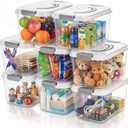 Elsjoy 8 Pack 5.5 Quart Plastic Storage Bins with Lid and Handle, Clear Latch Storage Box Stackable Organizing Bins, Lidded Storage Container for Home, Office