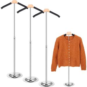 2PCS Adult Adjustable T-Shirt Display Stand - Flexible Shoulder Metal Clothes Hanger Rack, Black Portable Hanging Clothing Stand, Height 16-28 Inch (2 Pack)