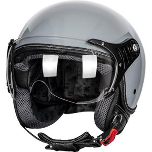Yesmotor 3/4 Motorcycle Helmets Retro Open Face Vespa Scooters Helmet with Clear Visor for Men and Women- DOT Approved