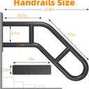 Wall Mount Hand Rails for Outdoor or Indoor Steps Stair Railing Metal Heavy Duty Non-Slip 1-3 Step Safe Bars U-Shape Safety Handle Powder Coated Grab Porch Courtyard Doorways Black 23in