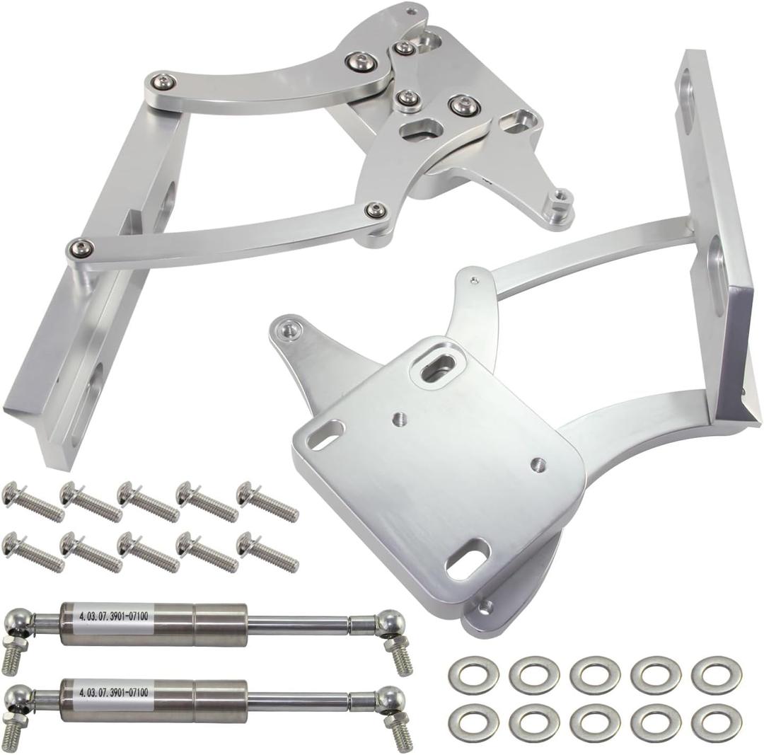 Billet Hood Hinge Kit Pair Left and Right Side for Ford Mustang 1967-1969 Silver