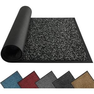 Mibao Front Door Mat, Dirt Trapper Welcome Mat for Outdoor Indoor, Non-Slip Waterproof Doormat, Durable Machine Washable Low Profile Entry Rug for Back Door Outside Patio Porch, 48" x 24", Black