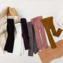 3 Pack Girls Toddler Baby Basic Ribbed Sweater and Leggings Footless Tights Kids Little Girls Dress Bottom Top Pants (0-12 Months, Black White Gray)