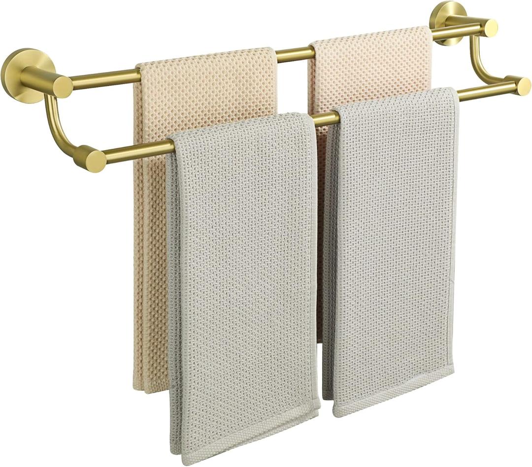 Alise Double Bath Towel Bars Towel Racks for Bathroom Lavatory,Wall Mount Towel Holder SUS304 Stainless Steel Towel Hanger Towel Rail,SUS304 Stainless Steel Brushed Gold 24 Inch,GOY4600-G