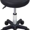 FURWOO Round Rolling Stool Height Adjustable Stool with Wheels for Spa Salon Massage Black
