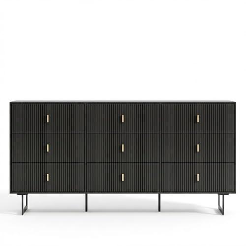 Modern Chest of Drawers with 6 Drawers,Deep Drawers,Clothes Organizer,Large Storage Cabinet for Living Room, Bedroom,Hallway,with Anti-Tipping Device,Black (15.8"D x 47.2"W x 31.5"H (6 Drawers))