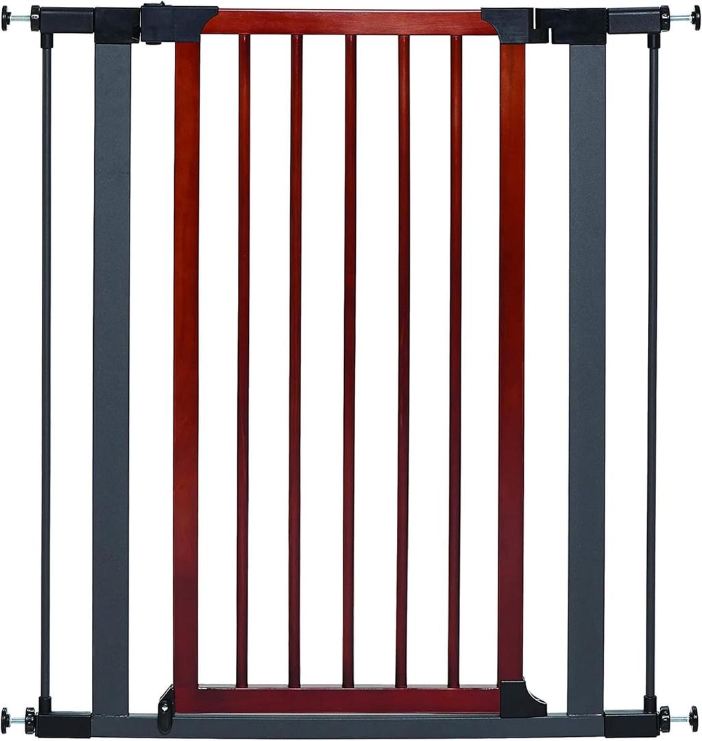MidWest Homes for Pets 39-Inch Tall Pet Gate with Textured Graphite Frame and Decorative Wood Door, Expands to 38 Inches Wide, Includes 3-inch Extensions