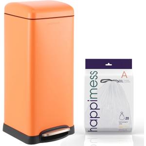 happimess HPM1007G Betty Retro 8-Gallon Step-Open Trash Can, Fingerprint Resistant, Modern, Minimalistic for Home, Kitchen, Laundry Room, Office, Bedroom, Bathroom, Carrot Cake