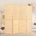 Room Divider Folding Privacy Screens, Hand-Made 67'' High Bamboo Room Dividers Freestanding 2-in-1 Multifunction 4 Panel Wall Divider for Room Separation, Portable Room Partitions and Dividers (Beige)